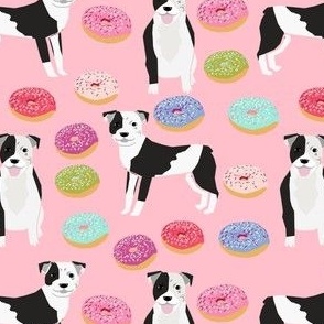 pitbull and donuts fabric cute pastel donut design  - pink