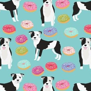 pitbull and donuts fabric cute pastel donut design  - light blue