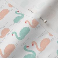 swans fabric // mint bird birds elegant beautiful birds mint and pink swans - small version