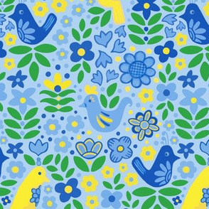 Birds in the Garden -Swedish folk art inspired