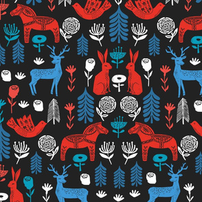 Swedish Folk Art fabric by Andrea Lauren