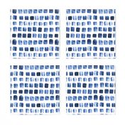 17-10K Indigo Boho Blue white Squares || Abstract watercolor spots dots drops _ Miss Chiff Designs 