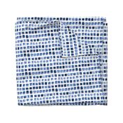 17-10K Indigo Boho Blue white Squares || Abstract watercolor spots dots drops _ Miss Chiff Designs 