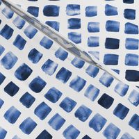 17-10K Indigo Boho Blue white Squares || Abstract watercolor spots dots drops _ Miss Chiff Designs 