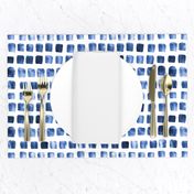 17-10K Indigo Boho Blue white Squares || Abstract watercolor spots dots drops _ Miss Chiff Designs 