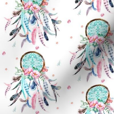 4.5" Pink & Aqua Dreamcatcher