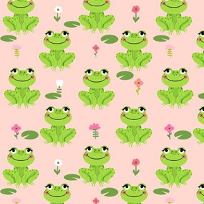 Frogs florals cute animal fabric princess blush