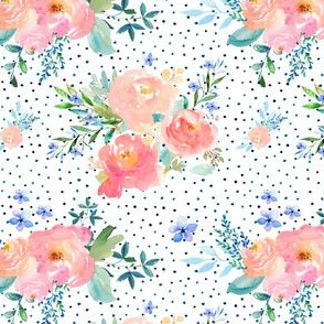 4.5" Floral Sweet Pastel / Variation 2 / Shibori Blue Polka Dots