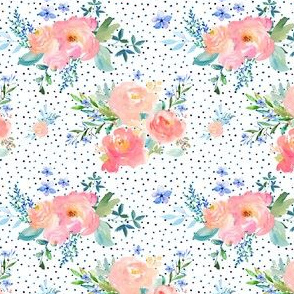 3.5" Floral Sweet Pastel / Variation 2 / Shibori Blue Polka Dots