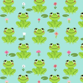 Frogs florals cute animal fabric princess bright