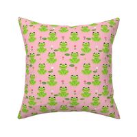 Frogs florals cute animal fabric princess light pink