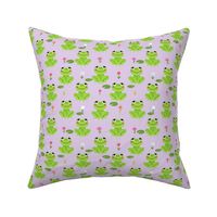 Frogs florals cute animal fabric princess purple