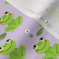 Frogs florals cute animal fabric princess purple