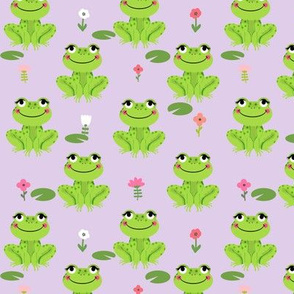 Frogs florals cute animal fabric princess purple