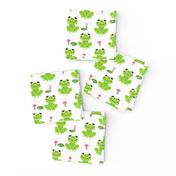 Frogs florals cute animal fabric princess white