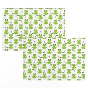 Frogs florals cute animal fabric princess white