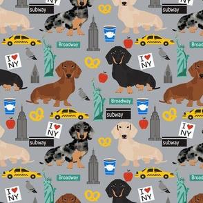 Dachshund New York City dog breed fabric grey