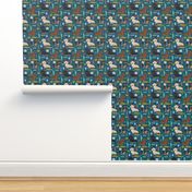 Dachshund New York City dog breed fabric blue