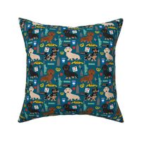 Dachshund New York City dog breed fabric blue