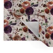 Plum Fall Florals on Cream