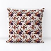 Plum Fall Florals on Cream