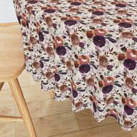 Plum Fall Florals on Cream