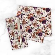 Plum Fall Florals on Cream