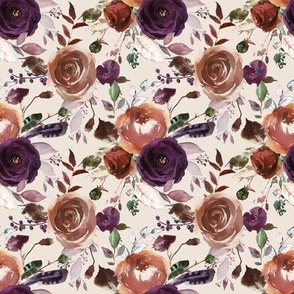 Plum Fall Florals on Cream