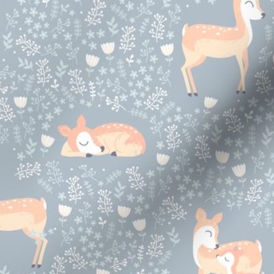 Love you Deer - winter grey blue