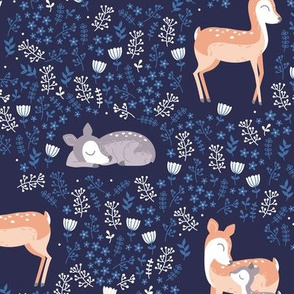 Love you Deer - navy floral