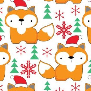 foxes-with-santa-hats
