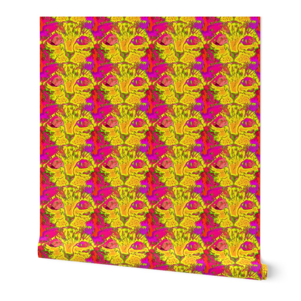 small CATS EYES POP ART yellow pink orange CHECKERBOARD