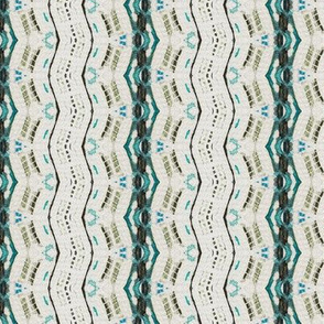 WATERCOLOR ETHNIC  STRIPES 3 ECRU AQUA TURQUOISE MOSS