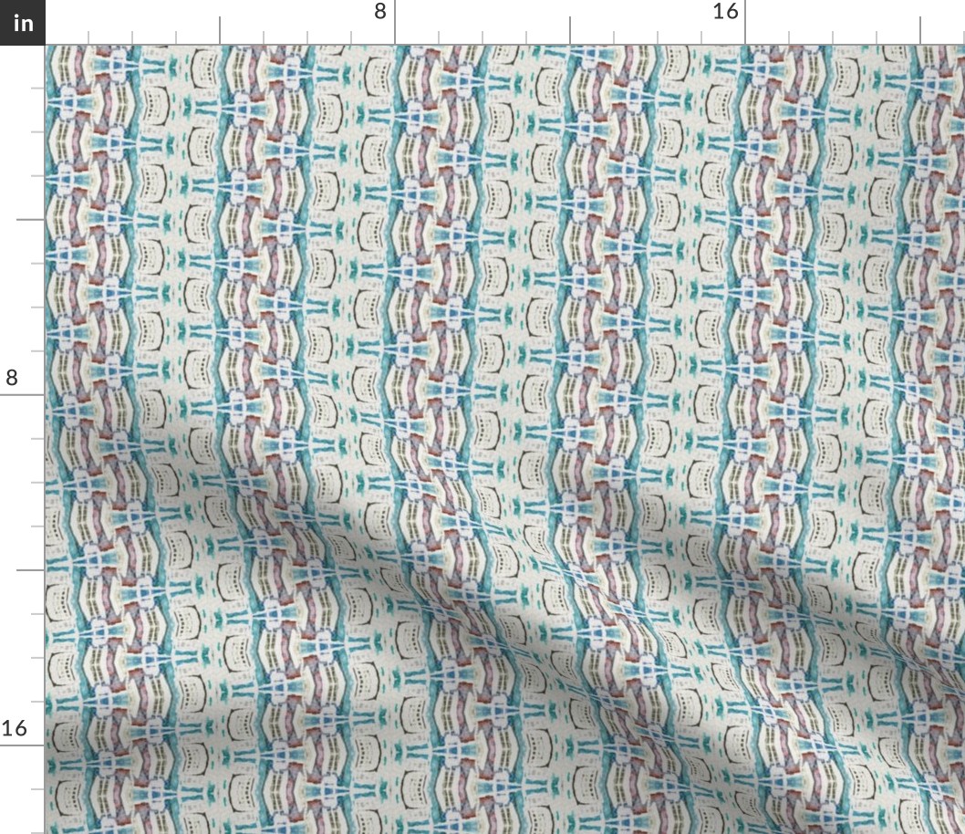 WAVY ECRU SEPIA AQUA SWEET WATERCOLOR STRIPES GEOMETRY