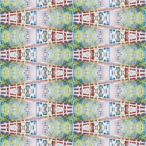 ETHNIC green blue copper SWEET WATERCOLOR STRIPES GEOMETRY