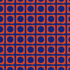 Dots in Squares Blue and Orange Upholstery Fabric