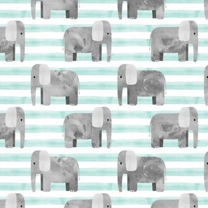 elephants - light aqua stripes