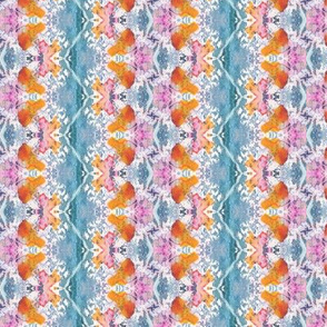  WATERCOLOR FLORAL LACE STRIPES BLUE PINK ORANGE