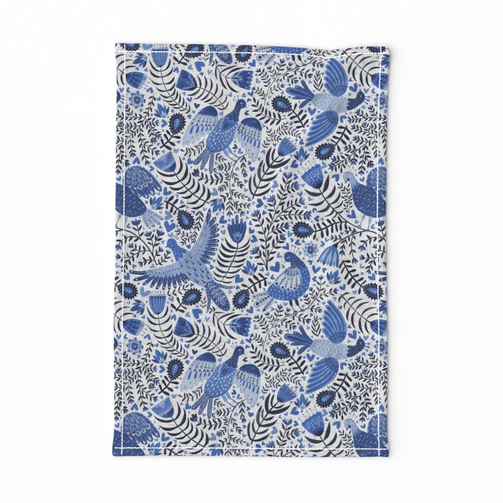 Scandinavian birds, indigo blue