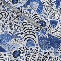 Scandinavian birds, indigo blue