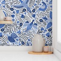 Scandinavian birds, indigo blue