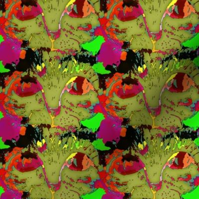 SMALL CATS EYES POP ART MOSS GREEN RED CHECKERBOARD