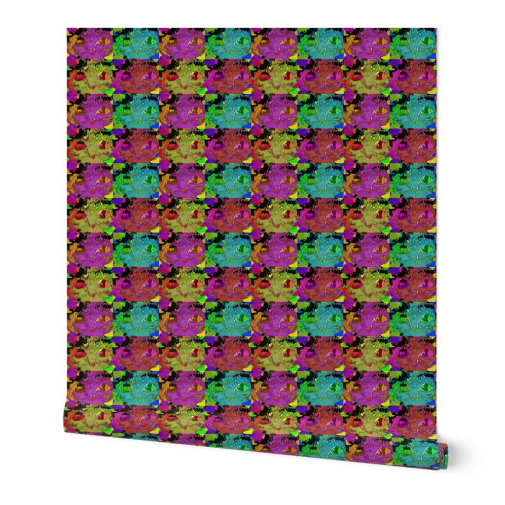 small CATS EYES POP ART MULTICOLOR CHECKERBOARD SMALL