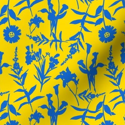 Provencal French Country Blue and Yellow Flowers