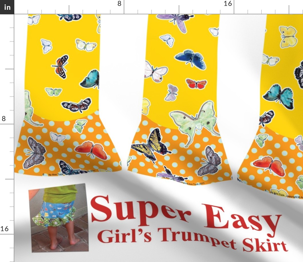 Super Easy Girl's Trumpet Skirt Pattern - Quilting weight only Yellow/Orange