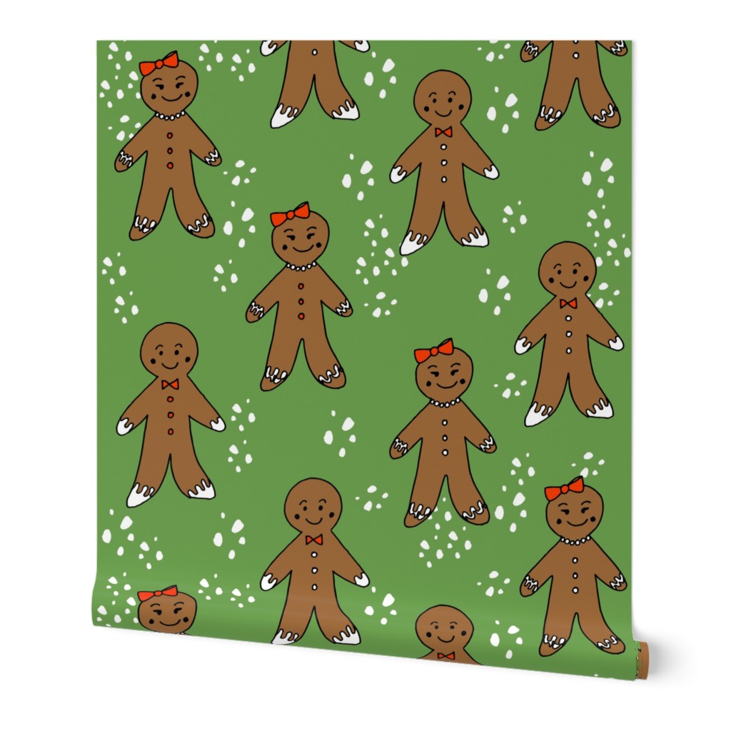 gingerbread cookies christmas fabric holiday foods cute green