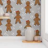 gingerbread cookies christmas fabric holiday foods cute grey