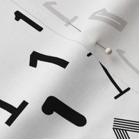 1 numbers minimal black and white typography fonts