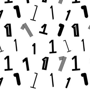 1 numbers minimal black and white typography fonts