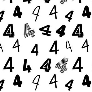 4 numbers minimal black and white typography fonts